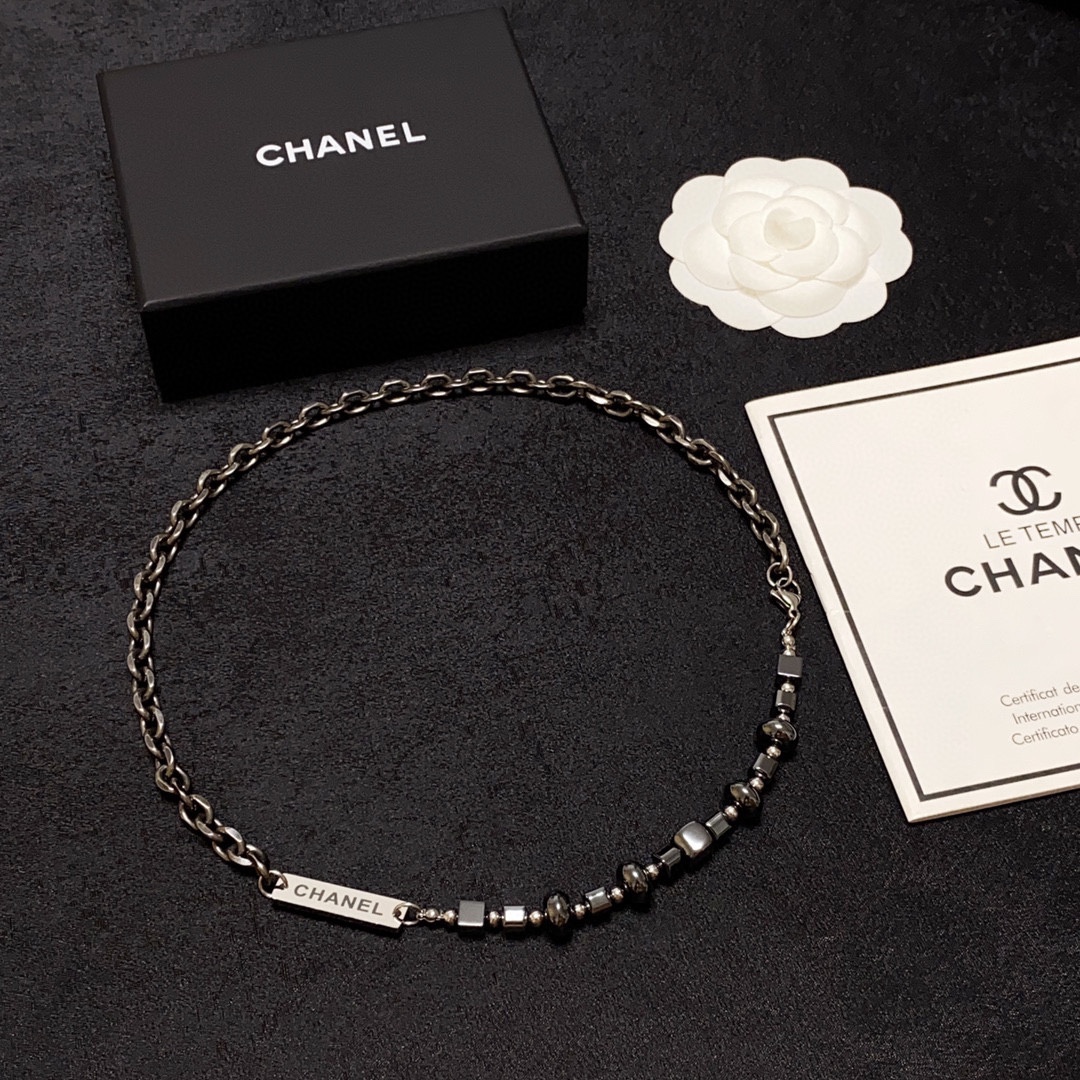 Chanel-Inspired Silver Tone Chain Necklace - CC Elegance