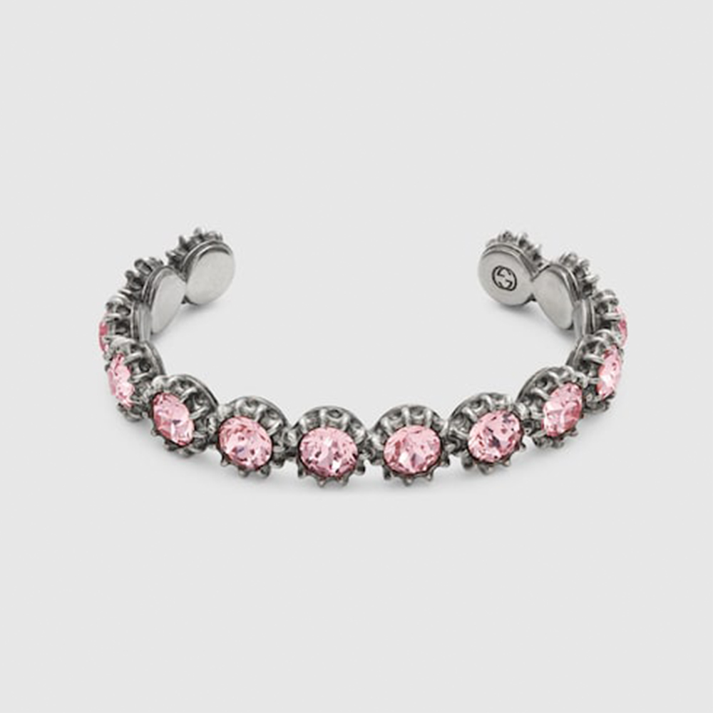 Gucci Glamour: Pink Crystal Pave Huggie Hoop Bracelet