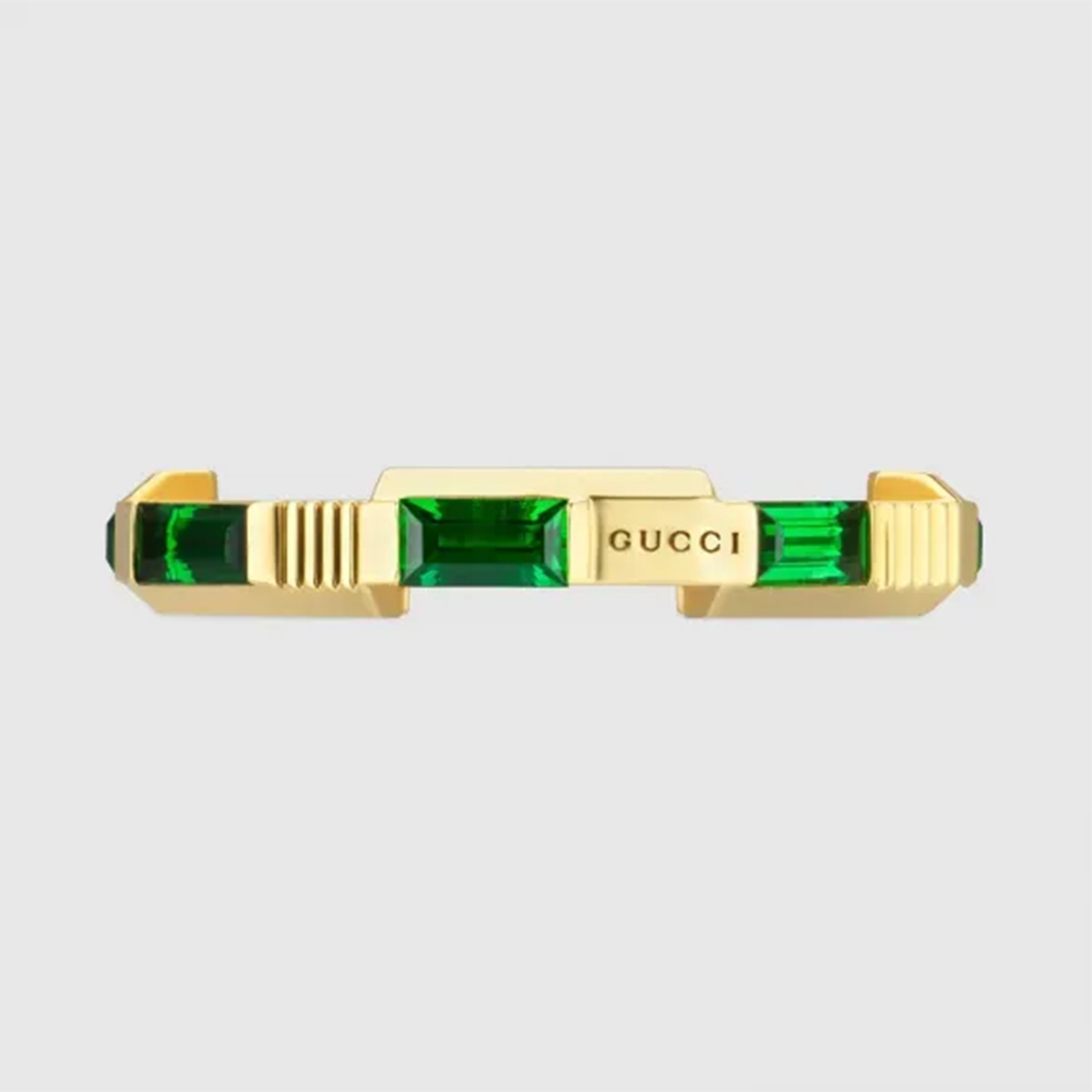 Gucci's Timeless Classic: Green Stone Gold Bangle