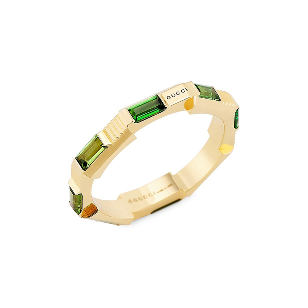 Gucci's Timeless Classic: Green Stone Gold Bangle