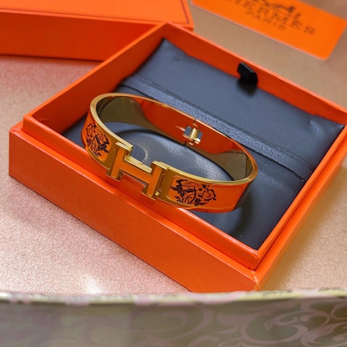 Hermès Gold Orange Enamel Bracelet