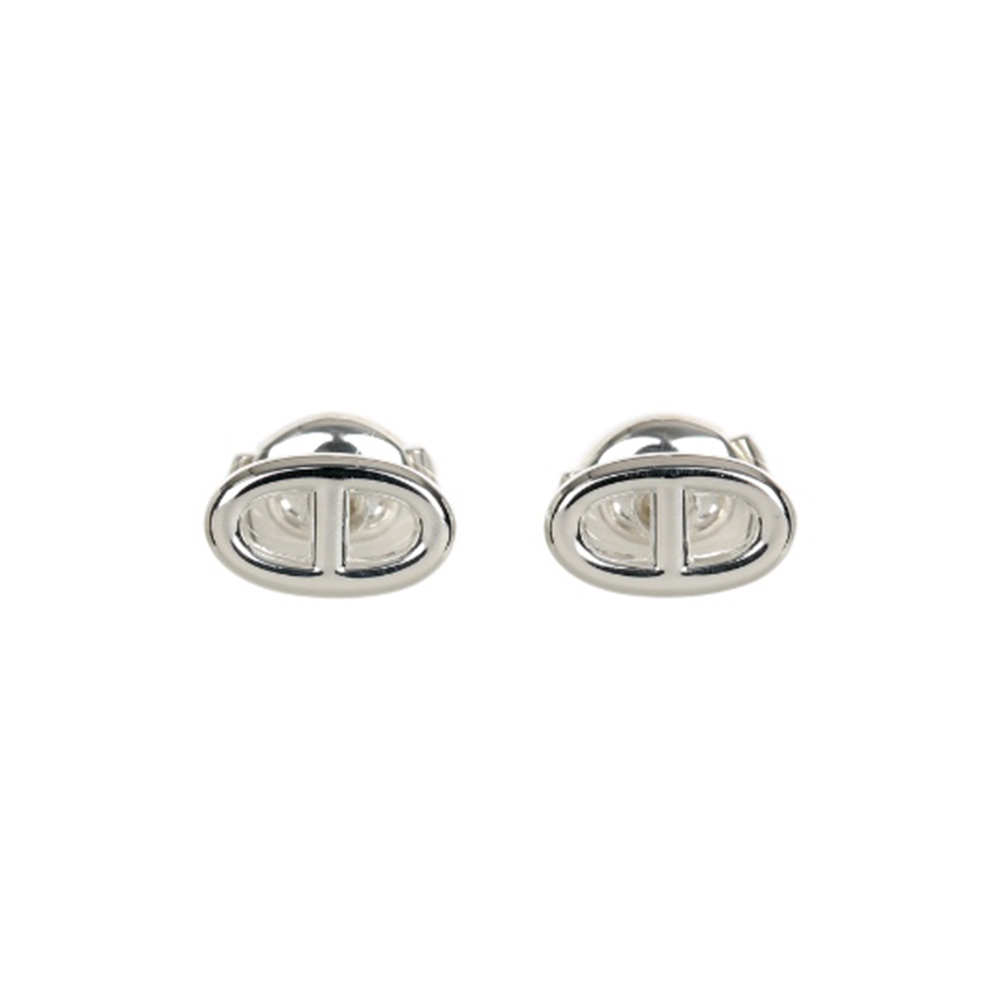 Hermès Minimalism: Silver 'H' Stud Earrings