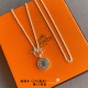 Hermès Elegance: Silver 'H' Disc Pendant Necklace