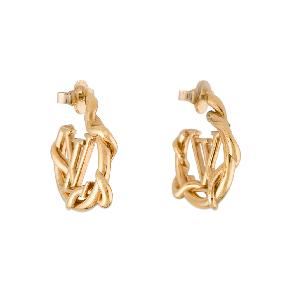 Louis Vuitton LV Logo Hoop Earrings - Gold Tone Fashion