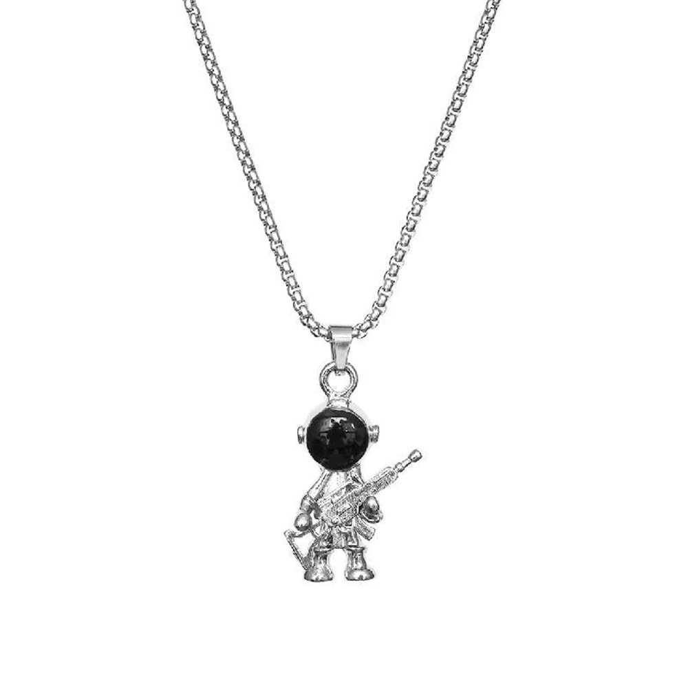 Silver LV-Style Spaceman Pendant - Unique Fashion Accessory