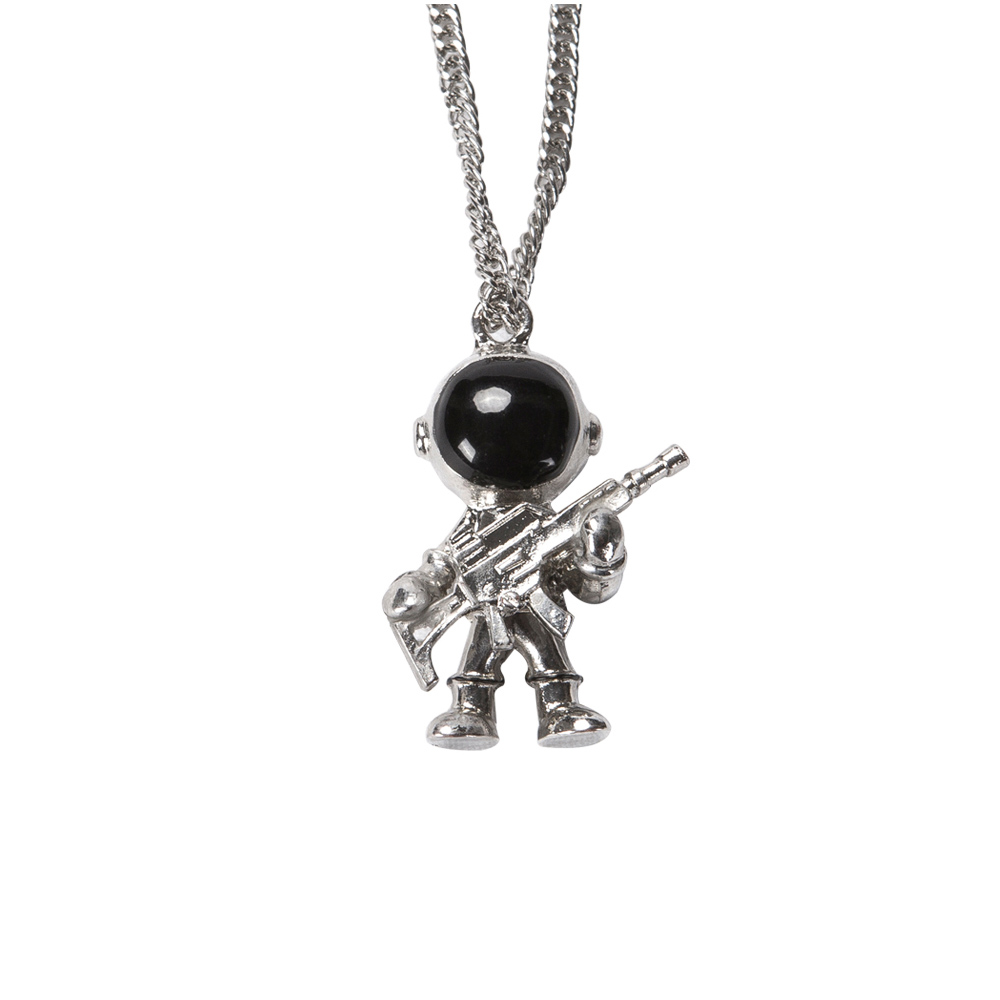 Silver LV-Style Spaceman Pendant - Unique Fashion Accessory