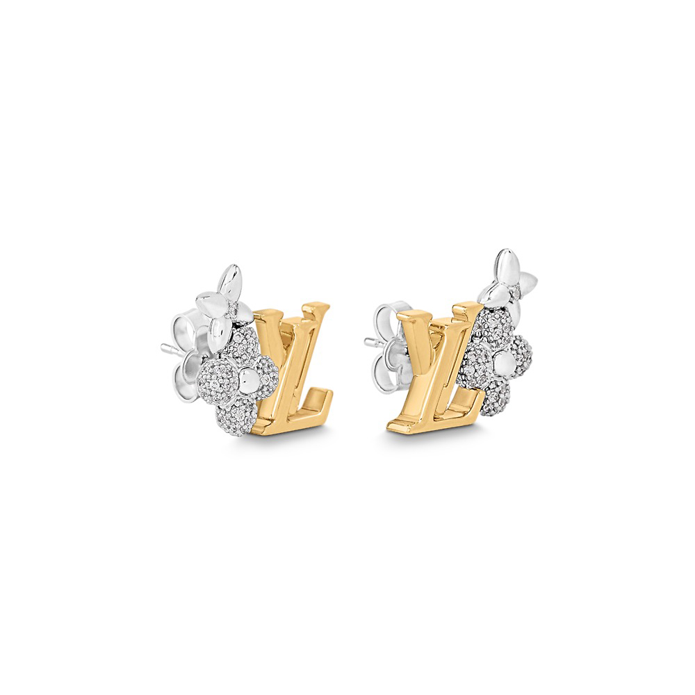 LV Inspired Crystal Earrings - Gold Tone, Perfect for Any Occasion