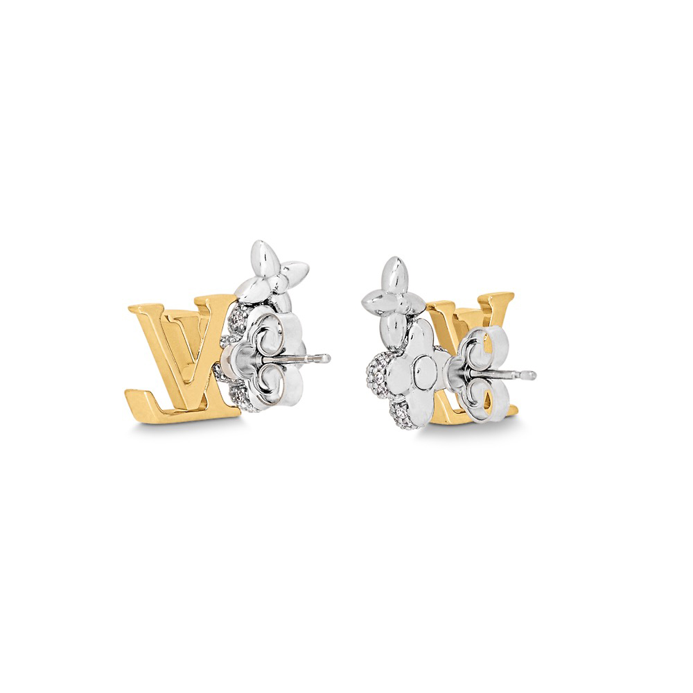 LV Inspired Crystal Earrings - Gold Tone, Perfect for Any Occasion