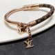 LVInspiredBracelet - Rose Gold Chain with Leather, Fashion Statement