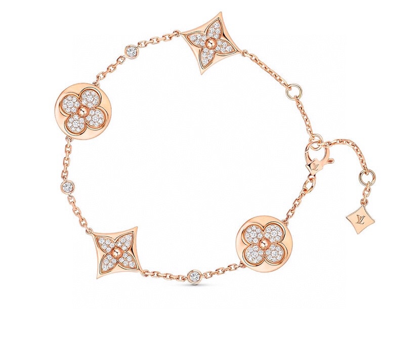 Trendy Gold Bracelet - LV Style Crystal Flowers, Must-Have