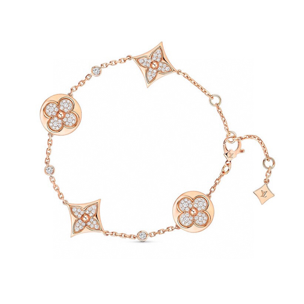 Trendy Gold Bracelet - LV Style Crystal Flowers, Must-Have