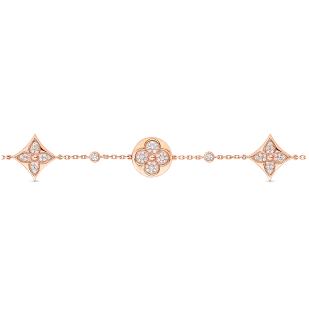 Trendy Gold Bracelet - LV Style Crystal Flowers, Must-Have