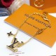 Trendy Gold Tone LV Necklace - Enamel Flower & Initial, Must-Have Accessory