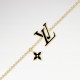 Trendy Gold Tone LV Necklace - Enamel Flower & Initial, Must-Have Accessory