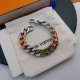 Stylish LV-Style Enamel Bracelet - Silver Tone, Must-Have for Any Outfit