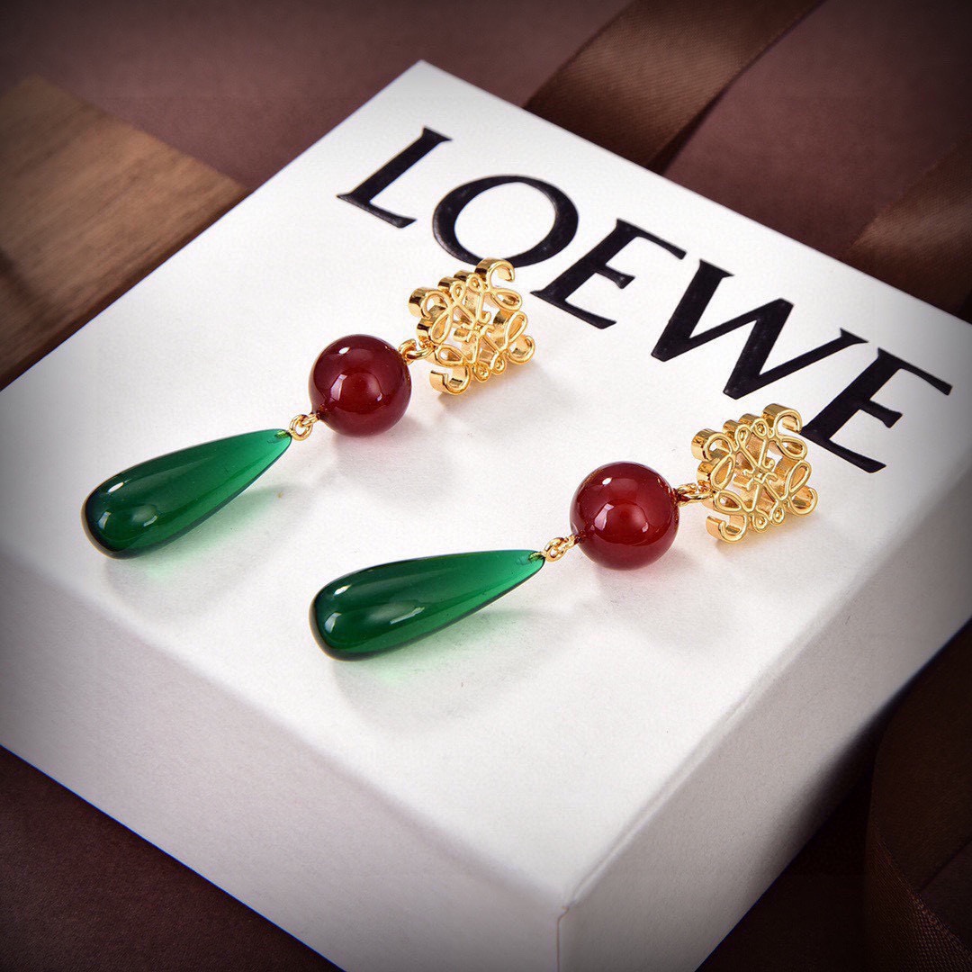 Loewe's Exotic Elegance: Jade and Agate Earrings