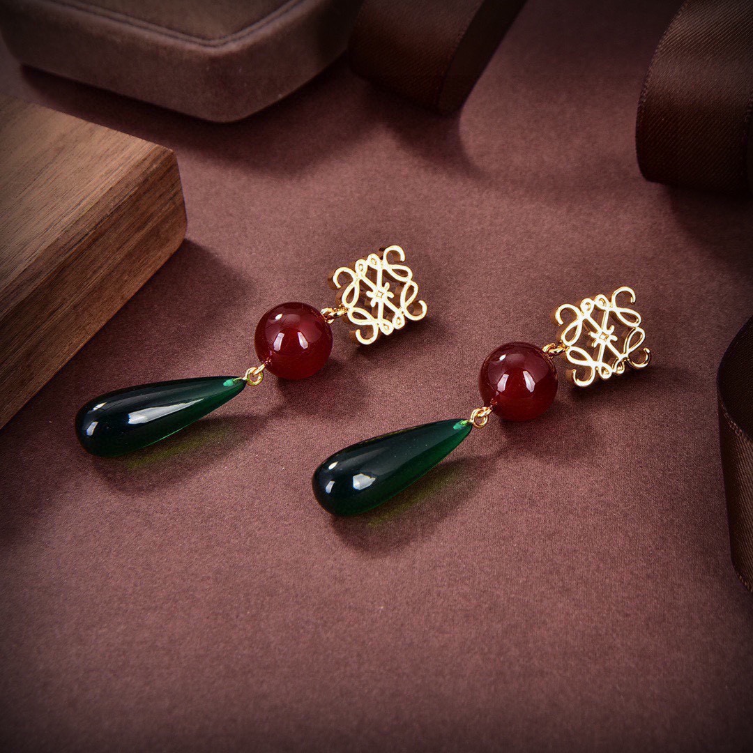 Loewe's Exotic Elegance: Jade and Agate Earrings