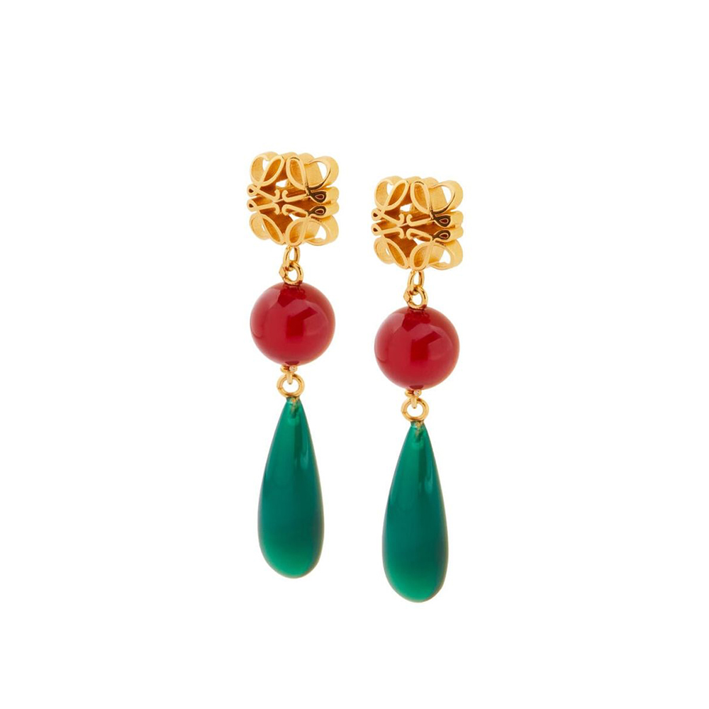 Loewe's Exotic Elegance: Jade and Agate Earrings