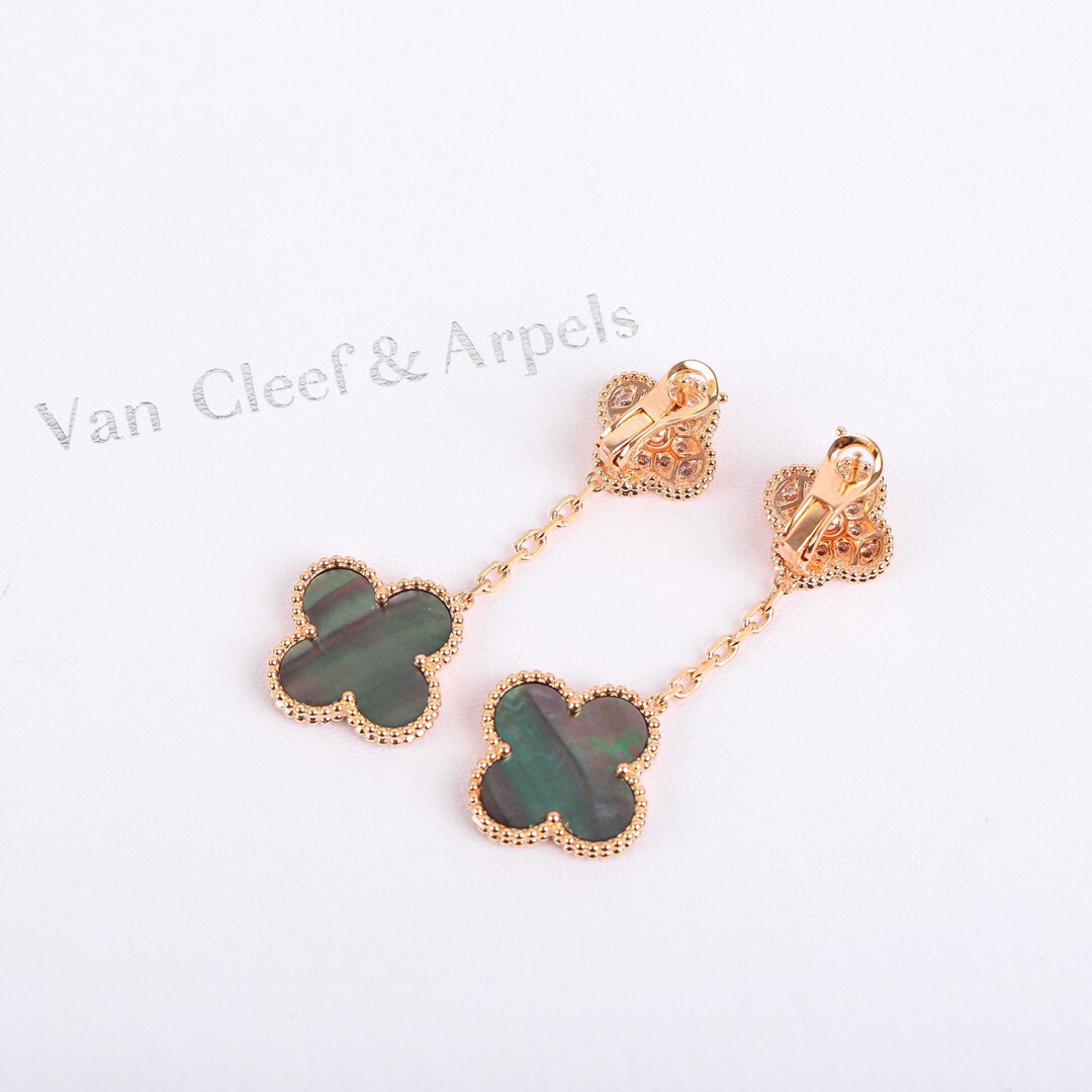 Trendy Green Agate Earrings - Van Cleef & Arpels Style, Must-Have Accessory