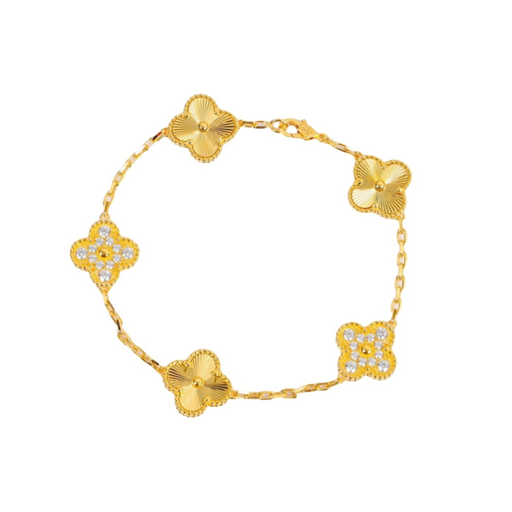 Van Cleef & Arpels Style Bracelet - Gold and Crystals, Chic and Sophisticate