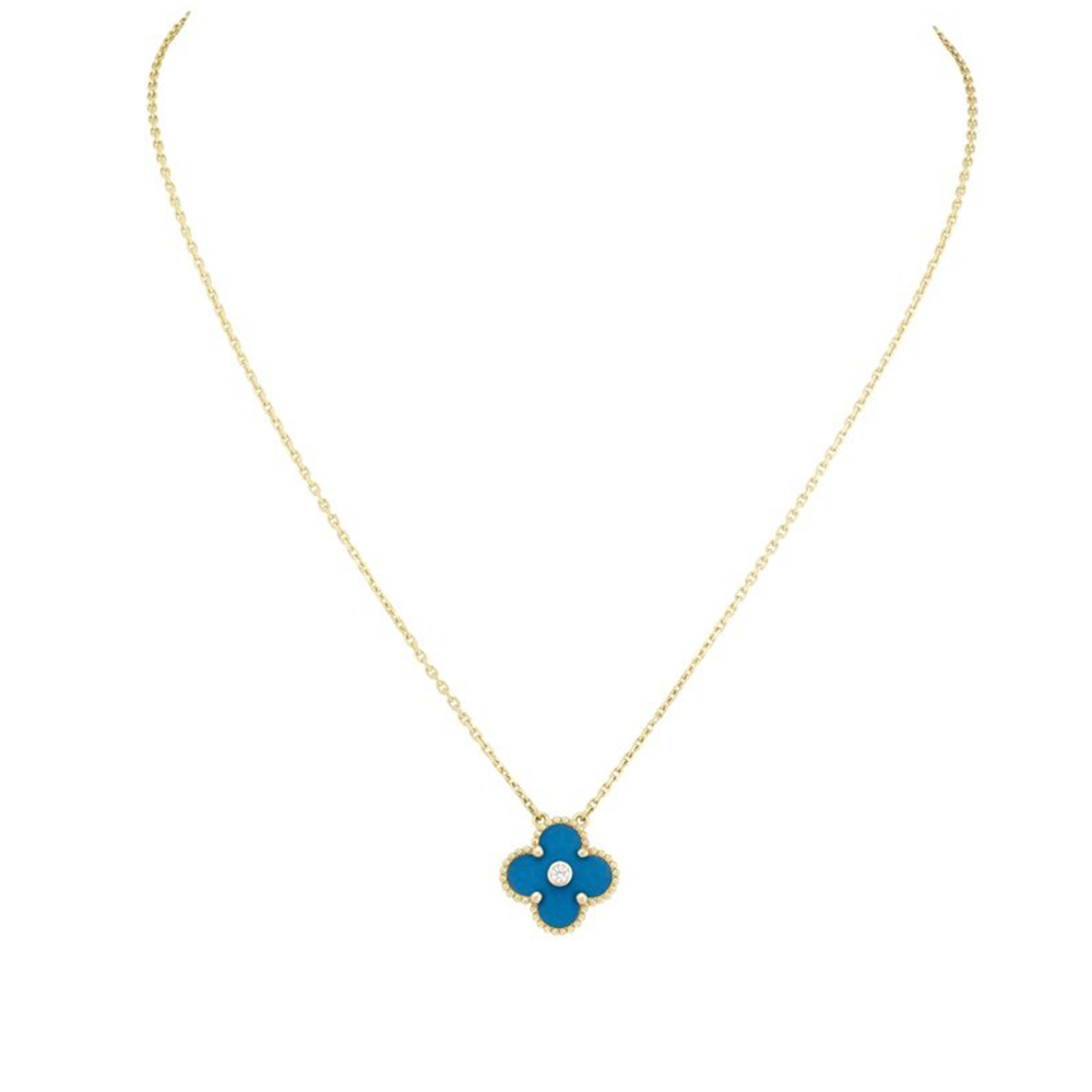 Trendy Blue Agate Necklace - Van Cleef & Arpels Inspired, Must-Have Accessory