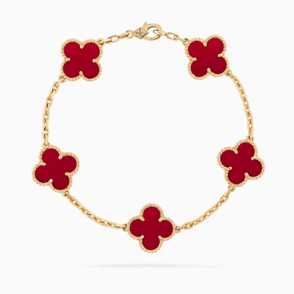 Trendy Red Agate Bracelet - Van Cleef & Arpels Inspired, Must-Have Accessory