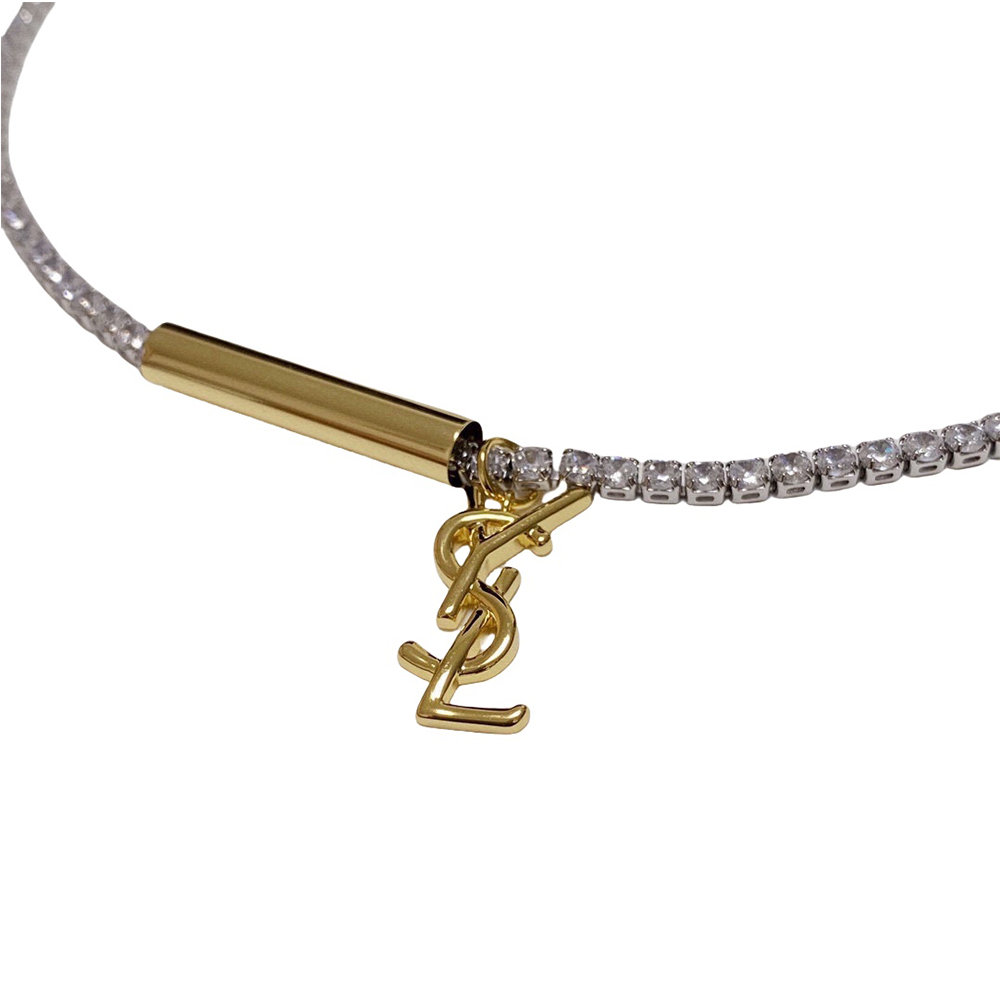 SaintLaurentNecklace - Silver Tone, Gold Accent, Luxury Jewelry