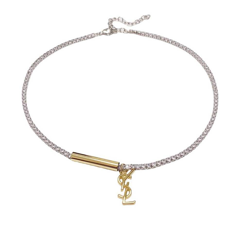 SaintLaurentNecklace - Silver Tone, Gold Accent, Luxury Jewelry