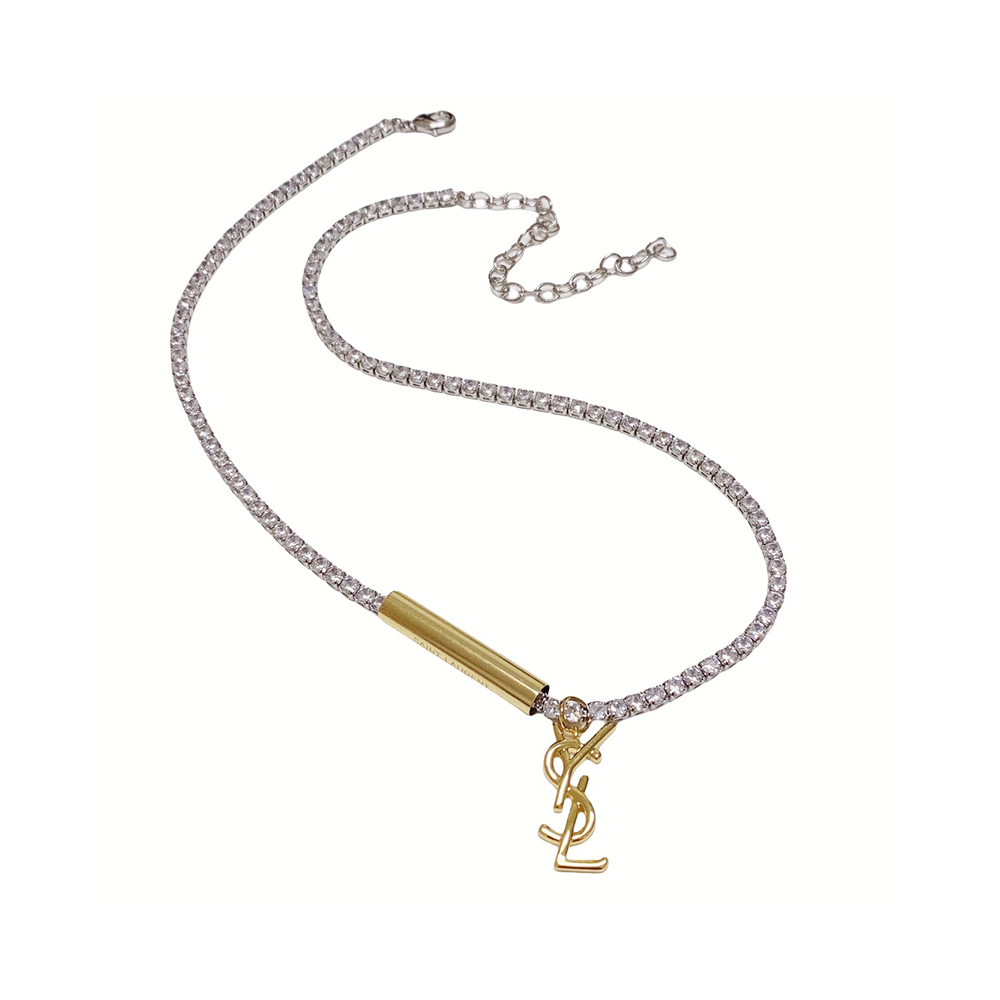 SaintLaurentNecklace - Silver Tone, Gold Accent, Luxury Jewelry