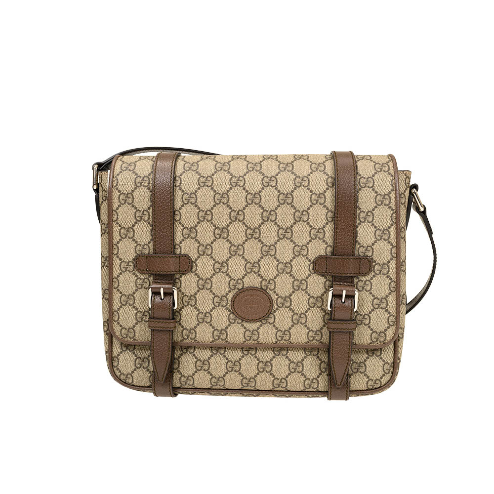 Luxury Gucci-Style GG Canvas Satchel with Buckles