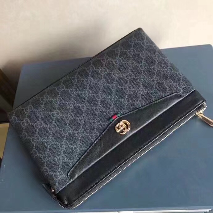 Stylish Gucci-Inspired Clutch - Denim with Black Trim