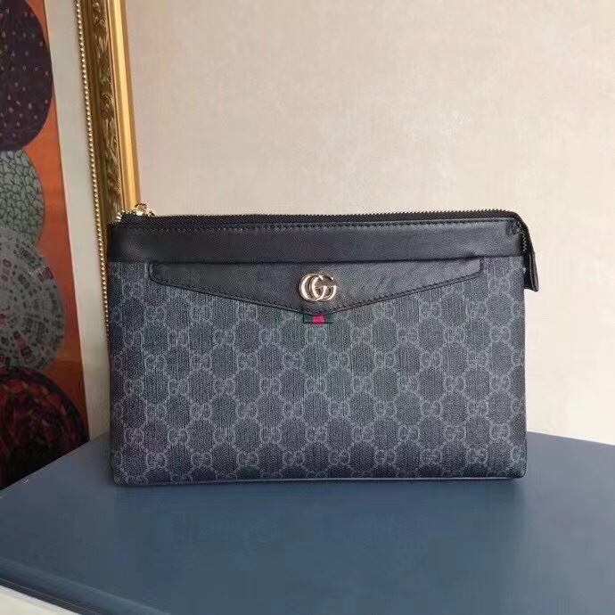 Stylish Gucci-Inspired Clutch - Denim with Black Trim