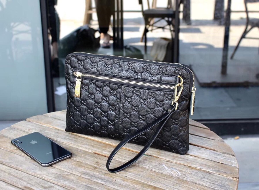 Gucci-Inspired Black Quilted Clutch - Chic Fashion Accessory