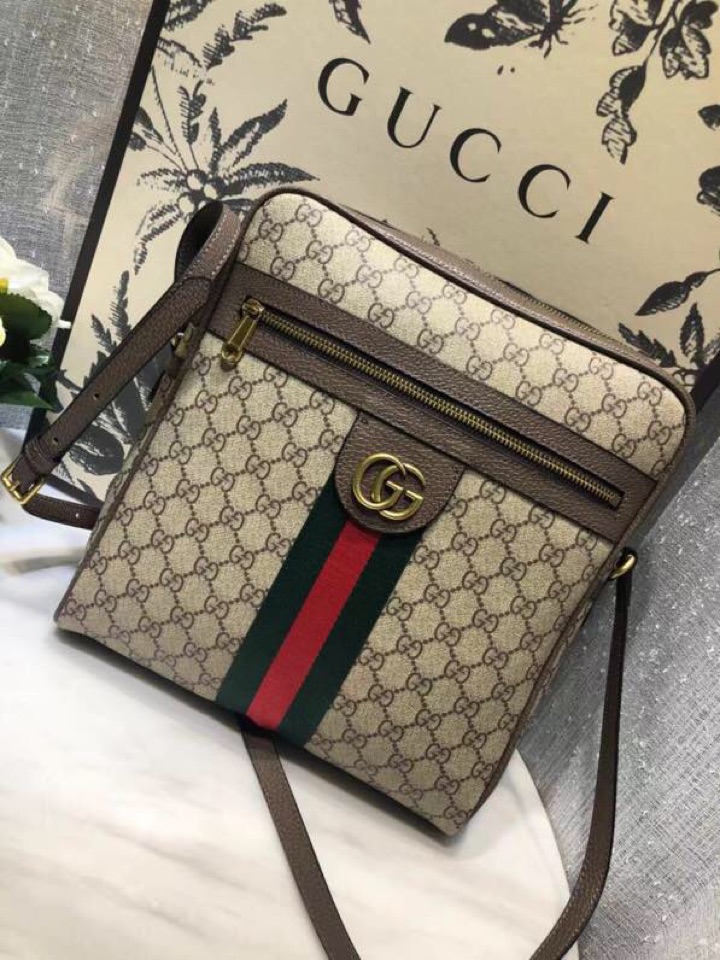 Gucci-Inspired Canvas Crossbody Bag - Classic and Chic