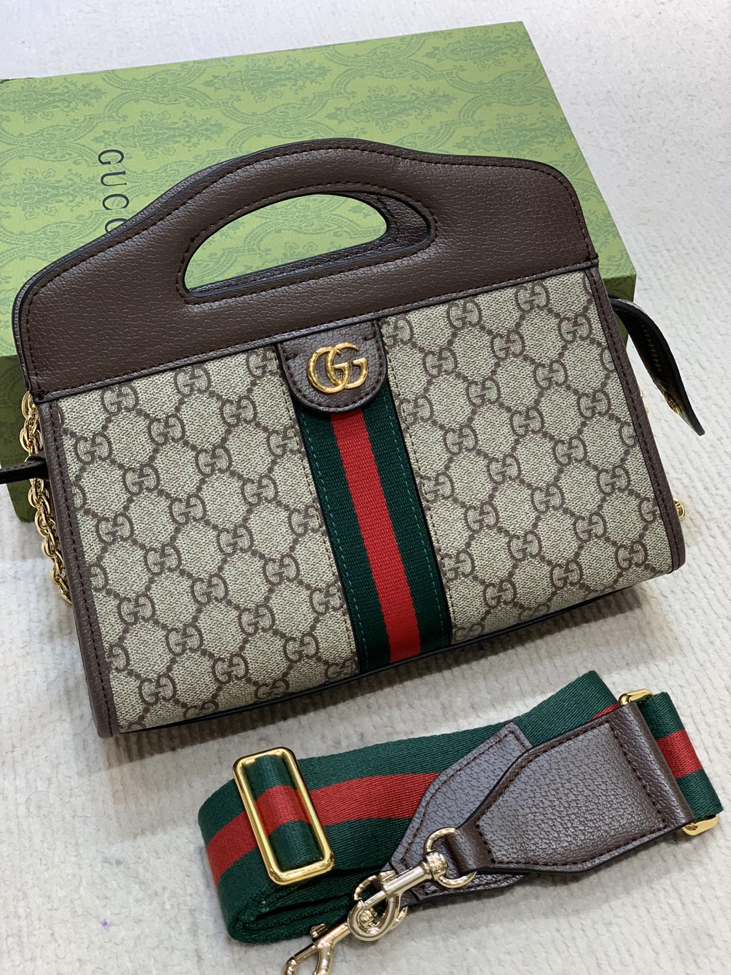 Gucci-Inspired Striped Shoulder Bag - Classic Monogram