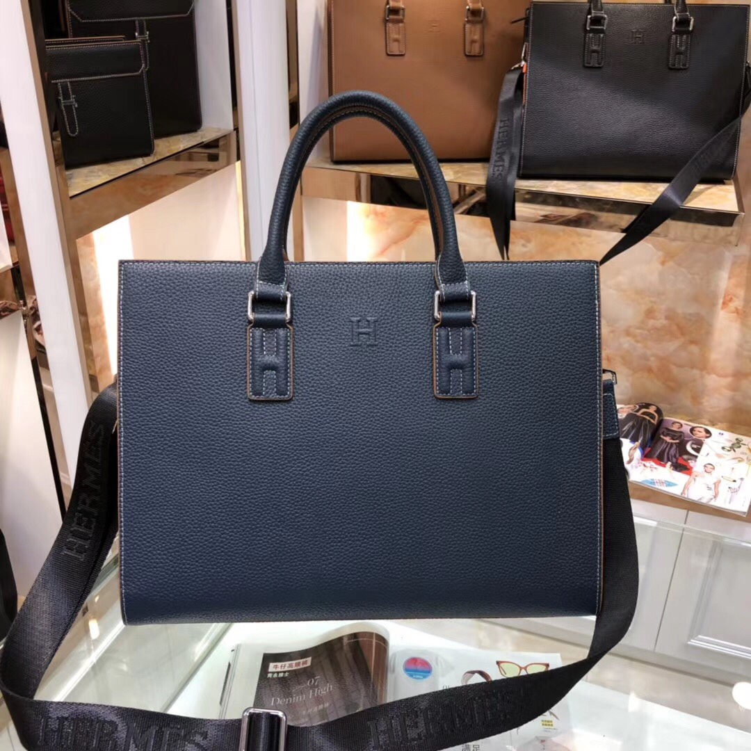 Hermès Navy Blue Tote Bag | Luxury Leather 