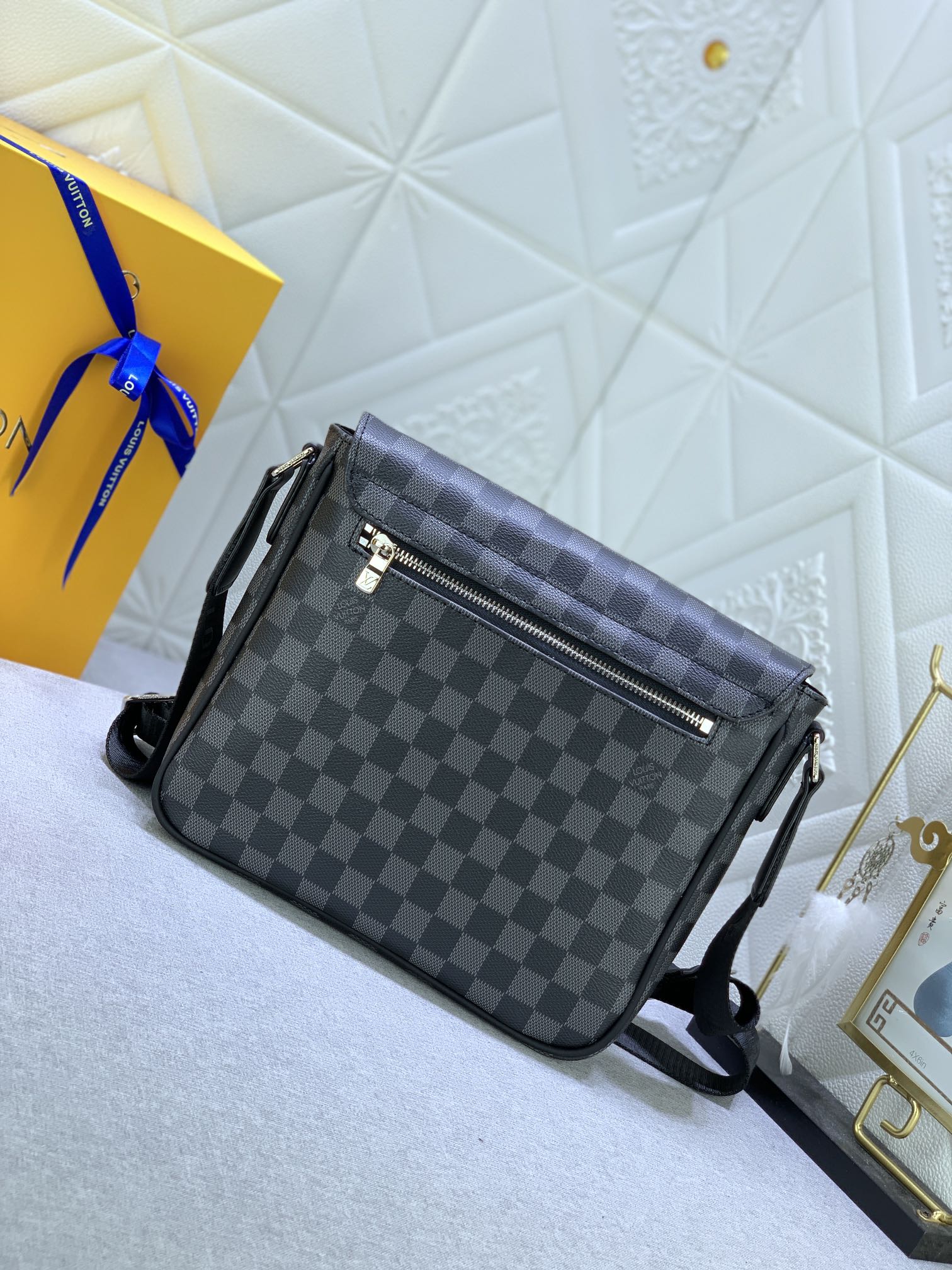 LV Bag for Men - Black Checkered Canvas Crossbody