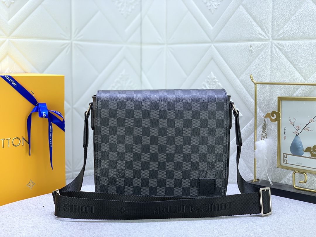 LV Bag for Men - Black Checkered Canvas Crossbody