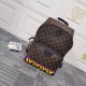 LV Brown Monogram Backpack - Vibrant Stripes Accent