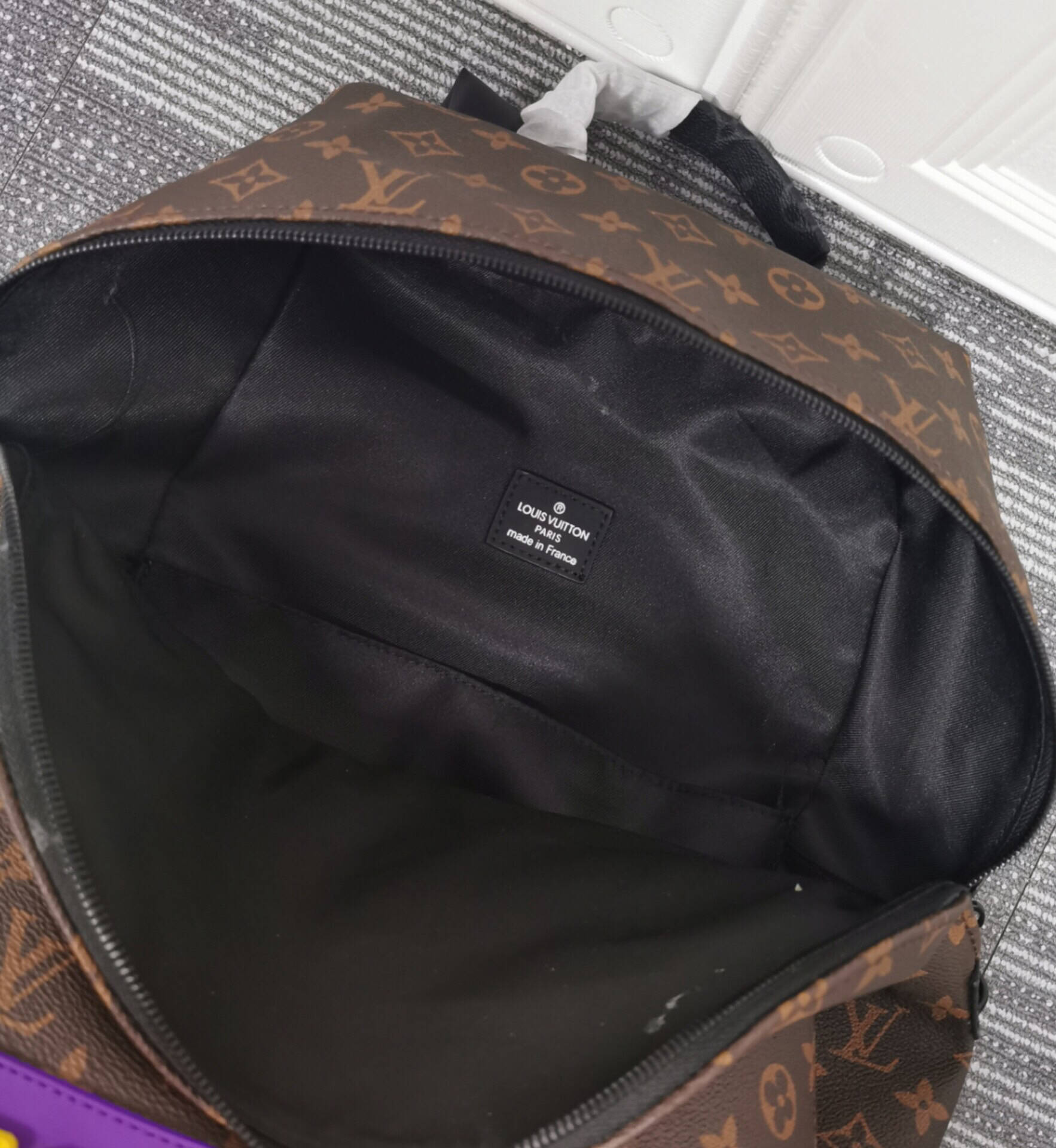 LV Brown Monogram Backpack - Vibrant Stripes Accent