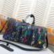 LV Black Monogram Travel Bag with Floral Print