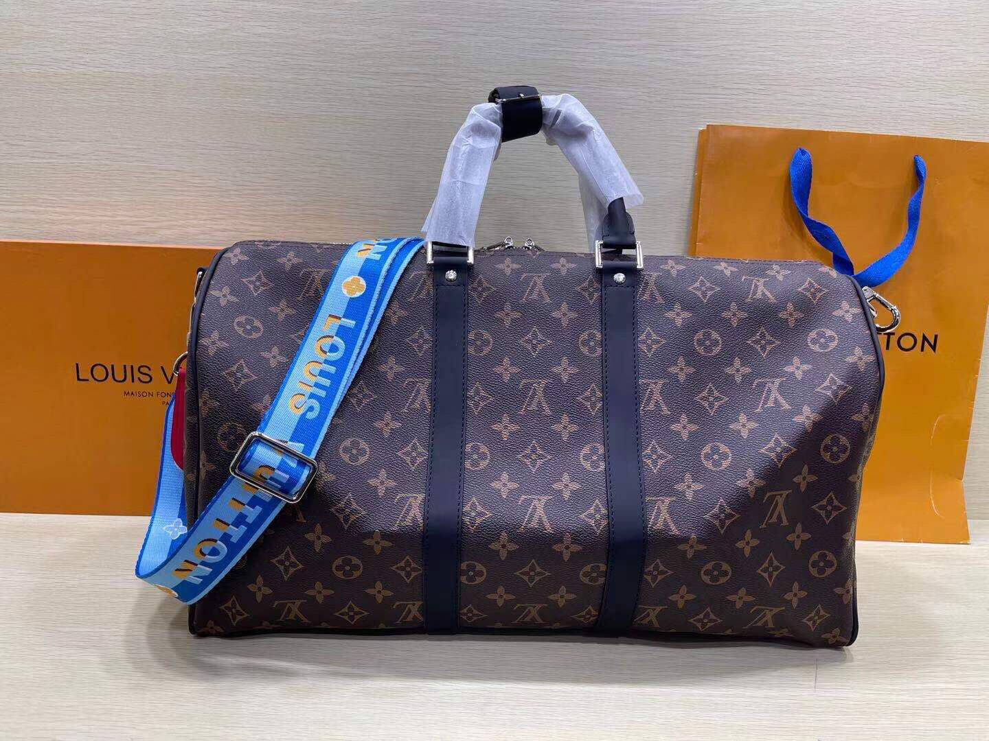 LV Brown Monogram Duffle Bag - Colorful Strap Accent