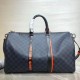 LV Checkered Duffle Bag - Stylish Orange Accents