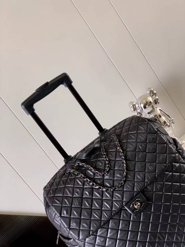 Chanel Quilted Trolley Bag - Black, Premium Leather, Travel Essential, Fashionable Design