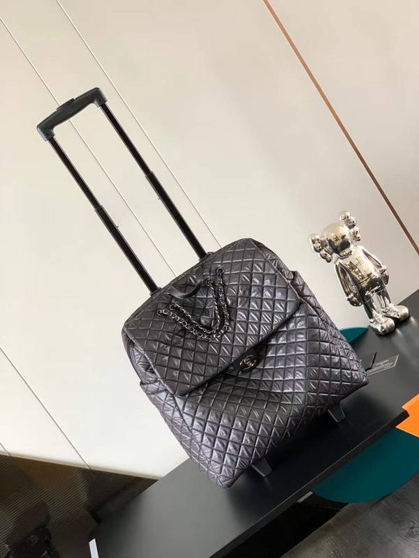 Chanel Quilted Trolley Bag - Black, Premium Leather, Travel Essential, Fashionable Design