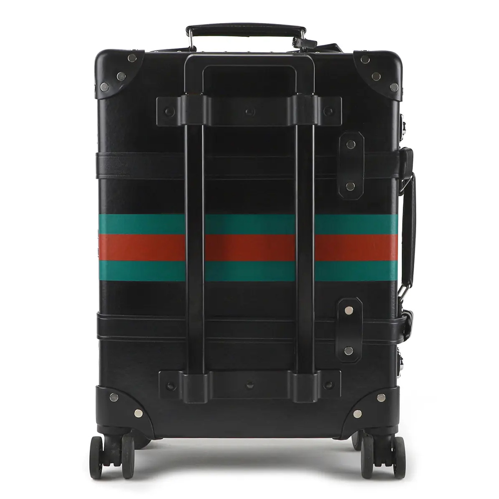 GUCCI Luggage, A Fashion Statement on the Go! Classic Black with Signature Red & Green Stripes, Exuding Luxury. 