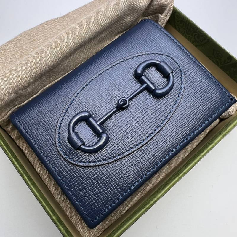 Navy Blue Horsebit Buckle Wallet - Premium Grainy Leather Accessory