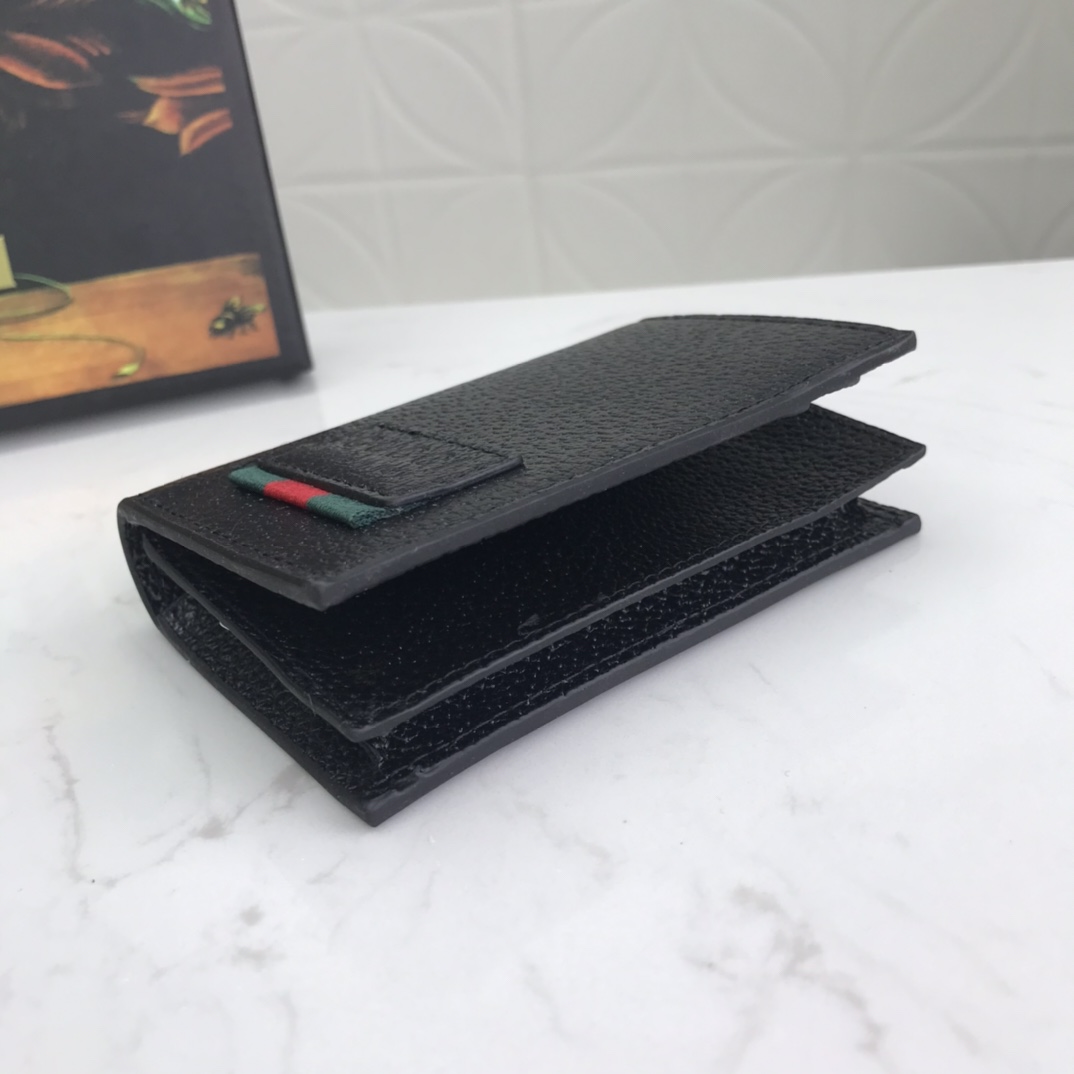 Black Textured Leather Wallet with Web Detail - Premium Accessory