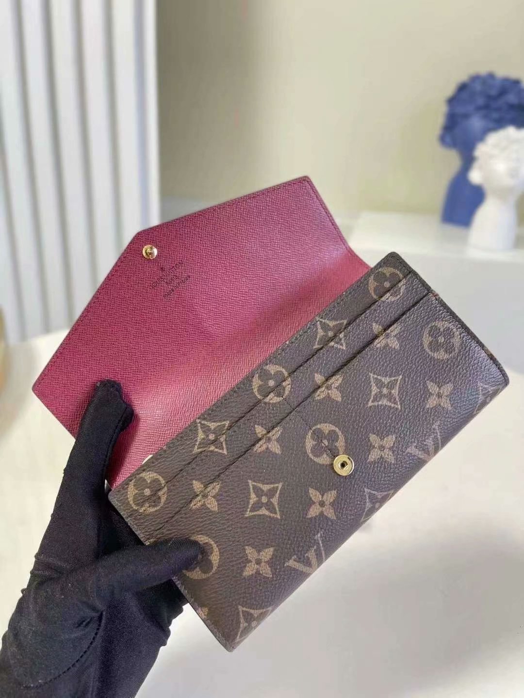 Louis Vuitton Monogram Wallet - Brown with Gold Button